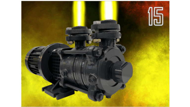 Product description 15: Horizontal, self-priming, gas-carrying side channel pumps in sectional casing design in close-coupled construction with open impellers. The programme includes the 1500 to 1530 series.