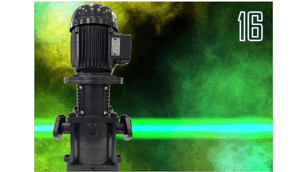 Product description 16: Vertical, self-priming, gas-carrying side channel pumps in sectional casing design in close-coupled construction with open impellers. The programme consists of the 1610 to 1630 series.