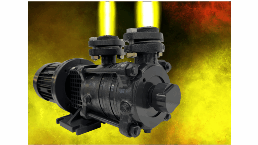 Produktbeschreibung 15: Horizontale, selbstansaugende, gasmitfördernde Seitenkanalpumpen in Gliedergehäuse-bauart in Blockbauweise mit offenen Flügelrädern. Das Programm umfasst die Baureihen 1500 bis 1530.