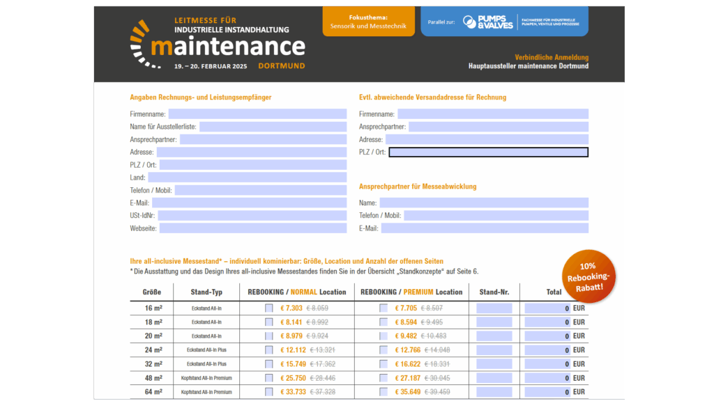 Anmeldeunterlagen maintenance 2025