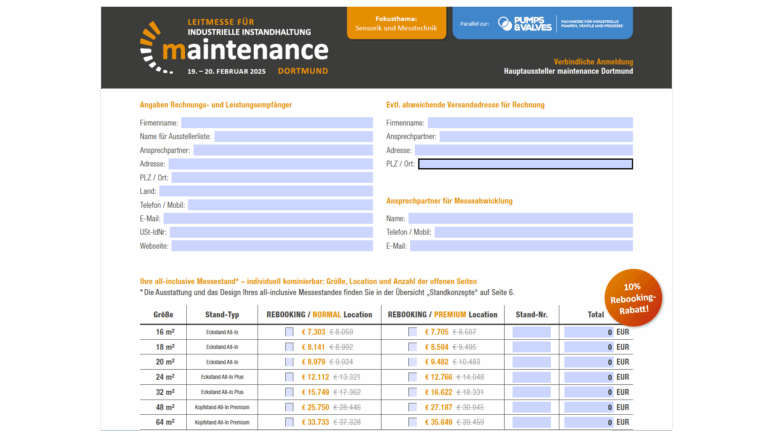 Anmeldeunterlagen maintenance 2025