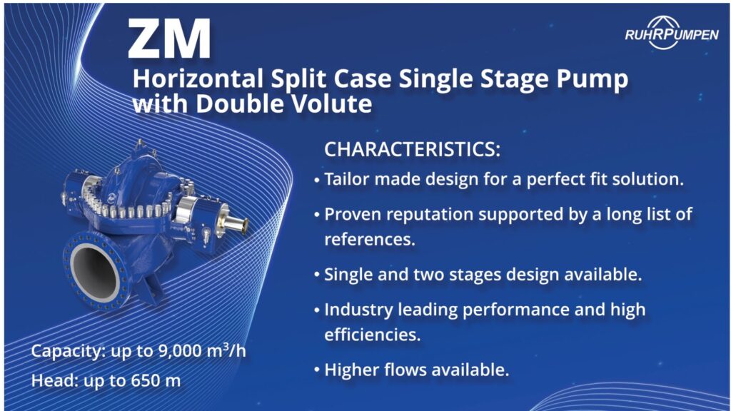 API 610, BB1 horizontal split case single or double stage tailor made pumps to achieve highest efficiency