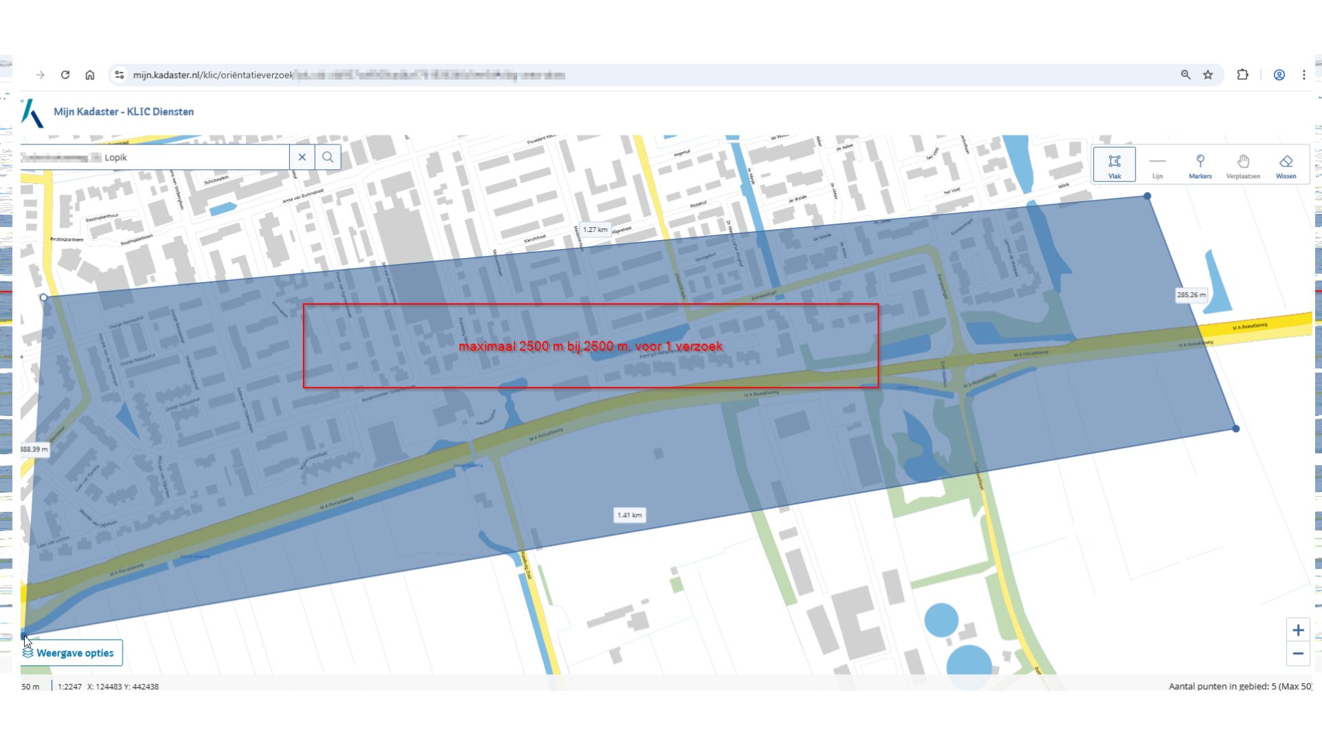 KLIC Oriëntatieverzoek, voor opvragen van kabel- en leidinginformatie ter voorbereiding van graafwerkzaamheden