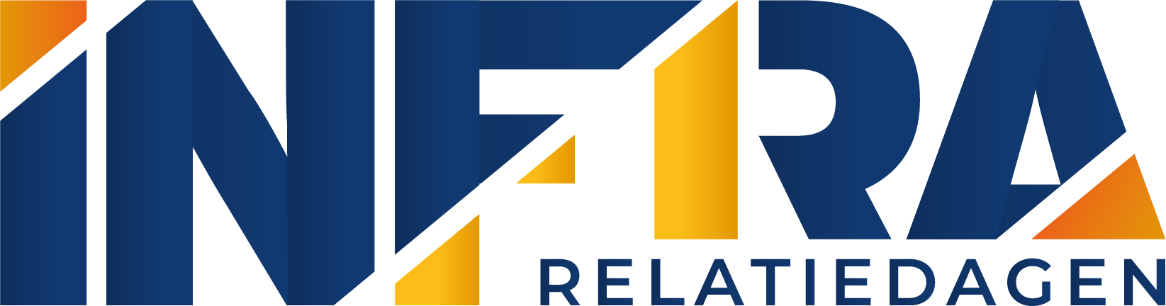Logo van InfrA Relatiedagen in blauw en oranje