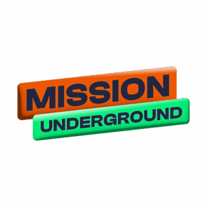 3D-logo met tekst Mission Underground