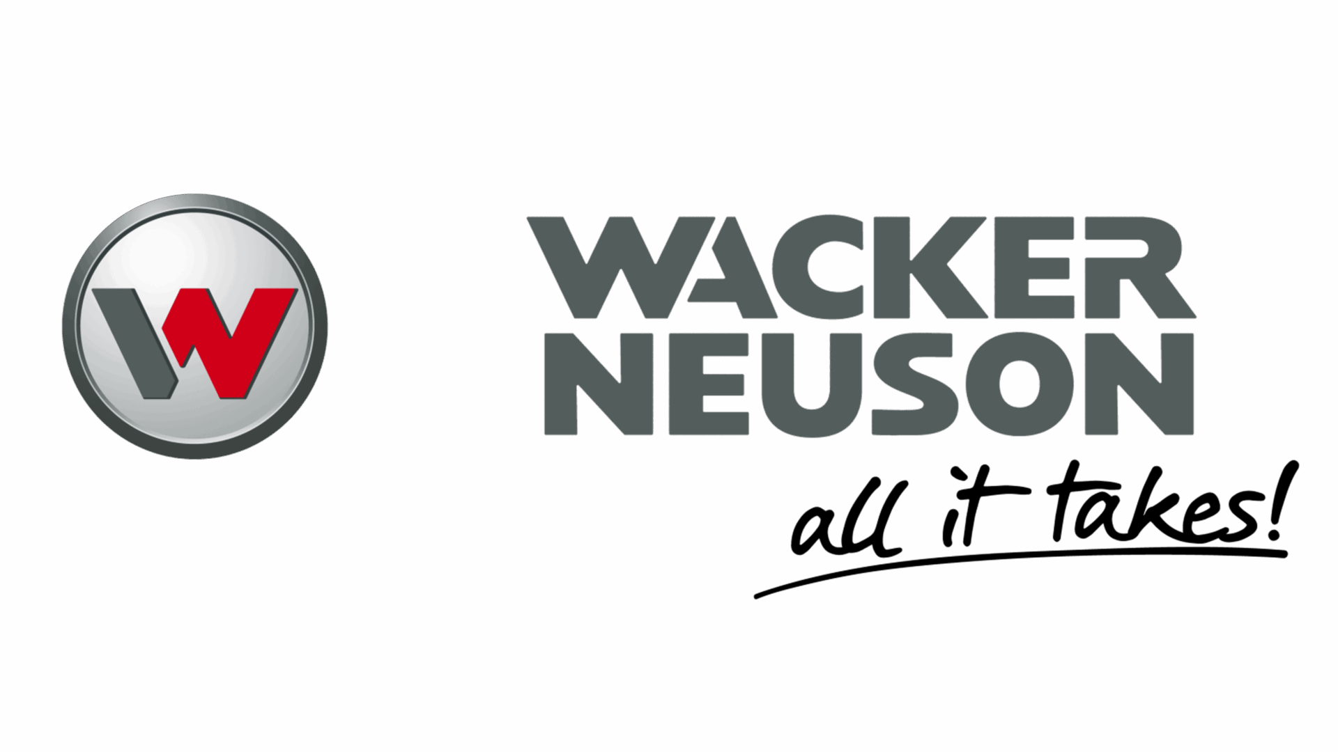 Wacker Neuson-logo met slogan all it takes