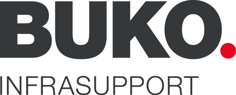 BUKO Infrasupport-logo met rode stip