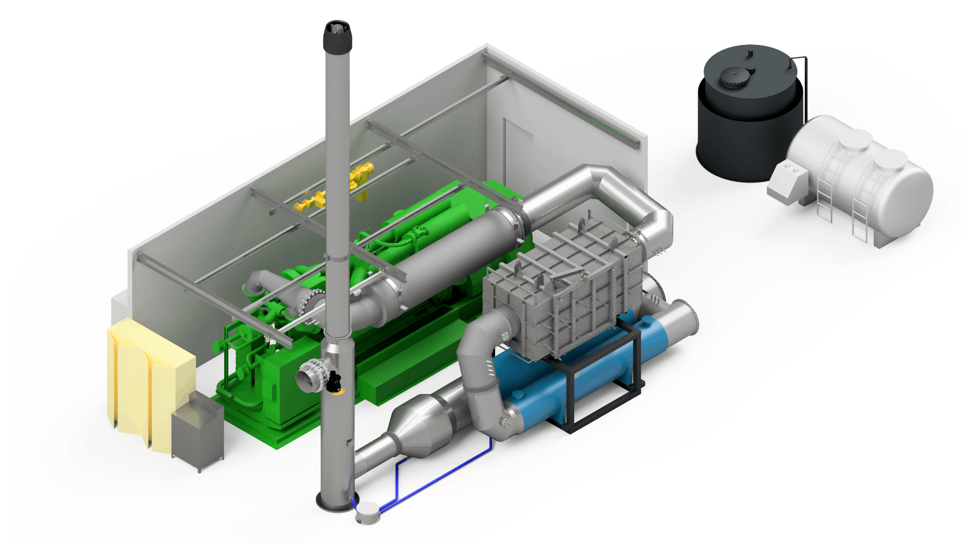 CHP greenhouse applications with CO2 dosing