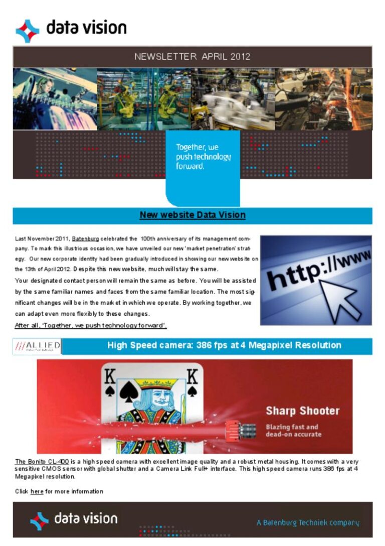 Data Vision nieuwsbrief april 2012