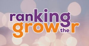 Logo van Ranking the Grower op wazige achtergrond