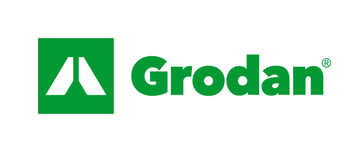 Grodan-logo met groen icoon en groene tekst