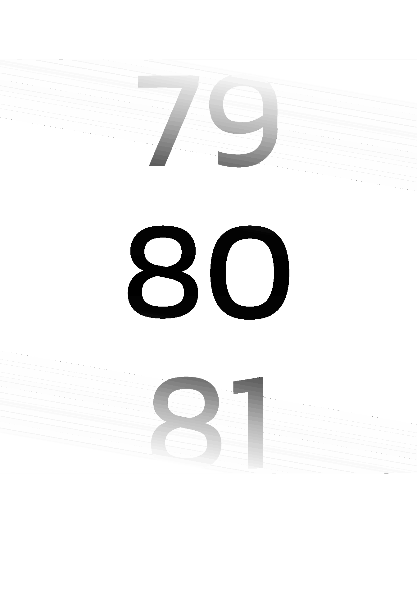 Zwart nummer 80 tussen grijze nummers 79 en 81