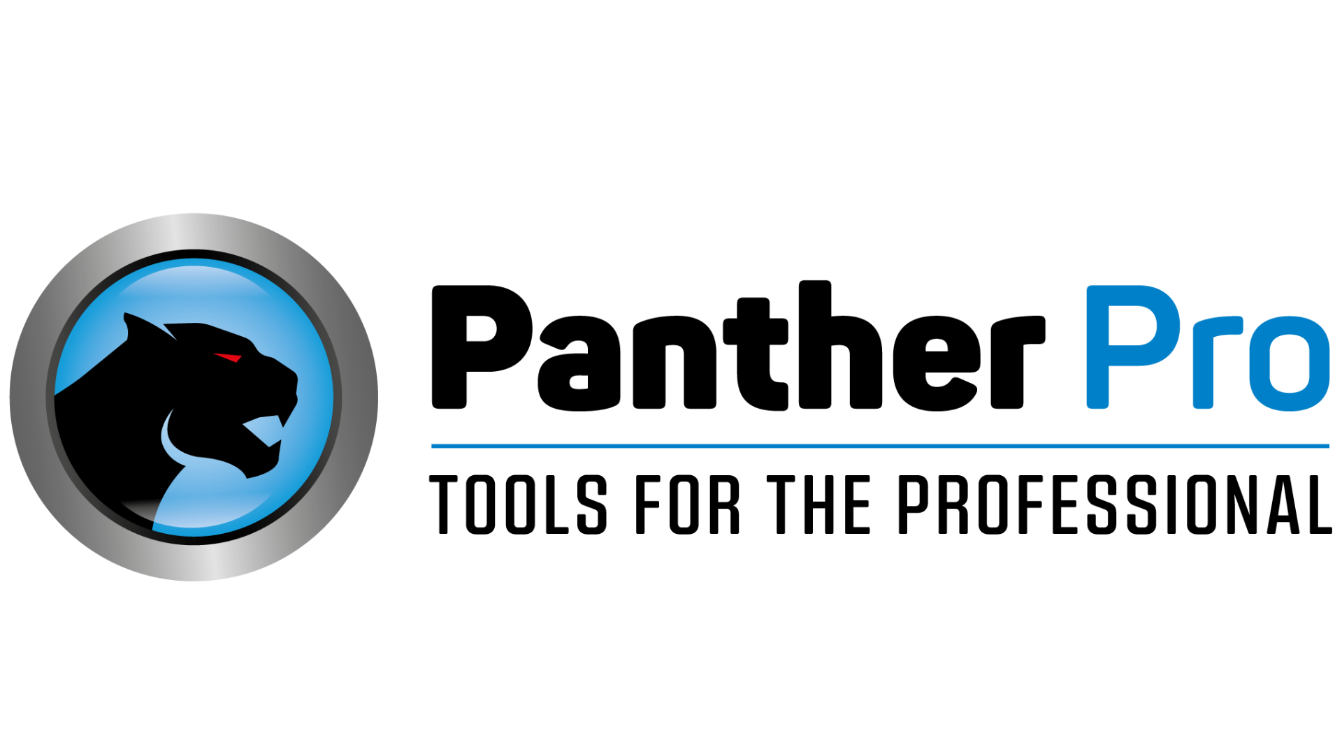 Blauw Pro-logo met zwarte panterkop