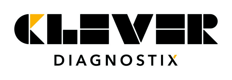 Klever Diagnostix-logo met zwart-oranje beeldmerk