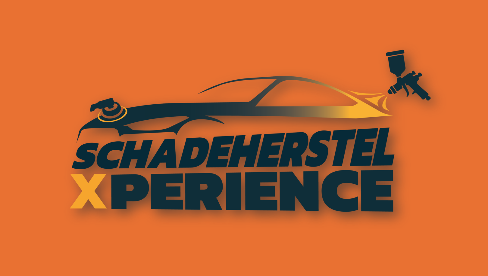 Schadeherstel Xperience-logo met auto en spuitpistool