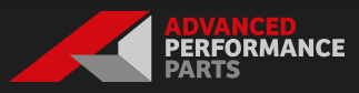 Logo van Advanced Performance Parts met rood en grijs symbool