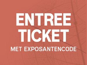 Entreeticket met exposantencode op rode achtergrond