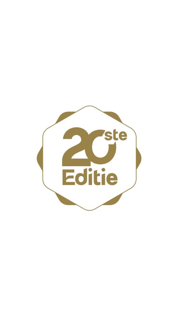 Gouden embleem met tekst 20ste Editie