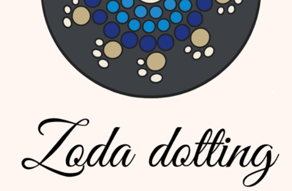 Logo van Zoda dotting met kleurrijk stippenpatroon