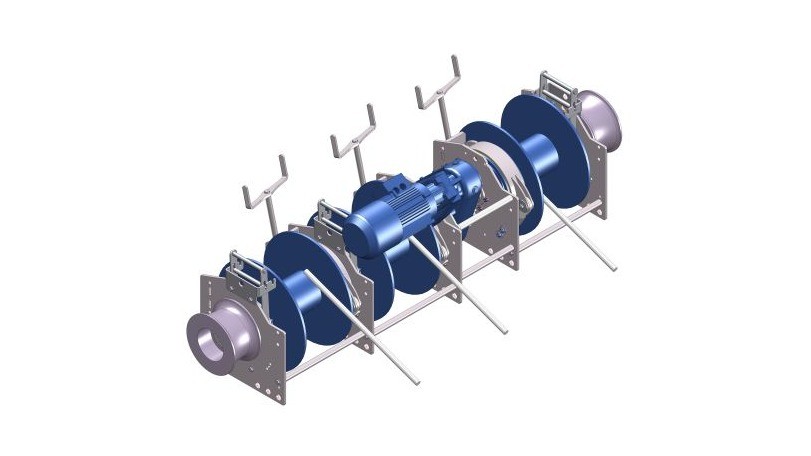 ECA-2200-KB3V wire anchorwinch with 3 cabledrums / Dyneema rope drum