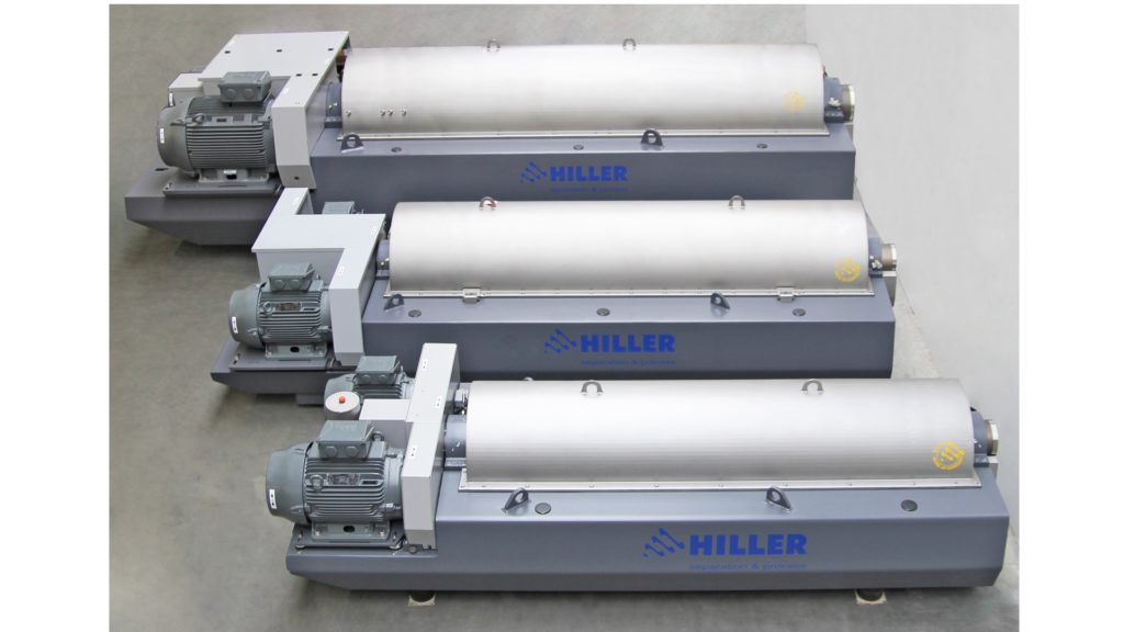 Hiller decanters voor slib indikking en desintegratie