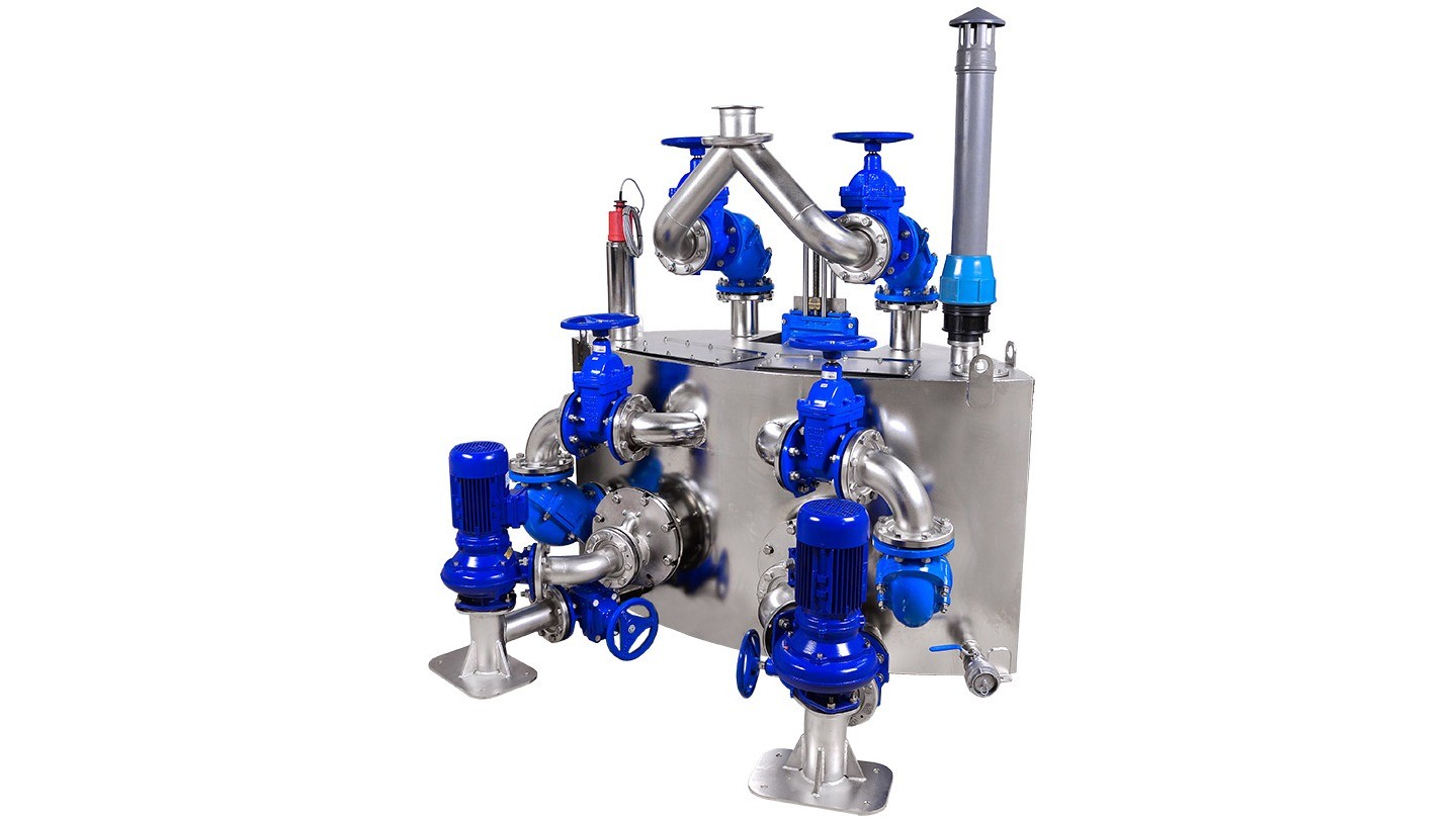 Afvalwaterpompstation met scheiding van vaste stoffen