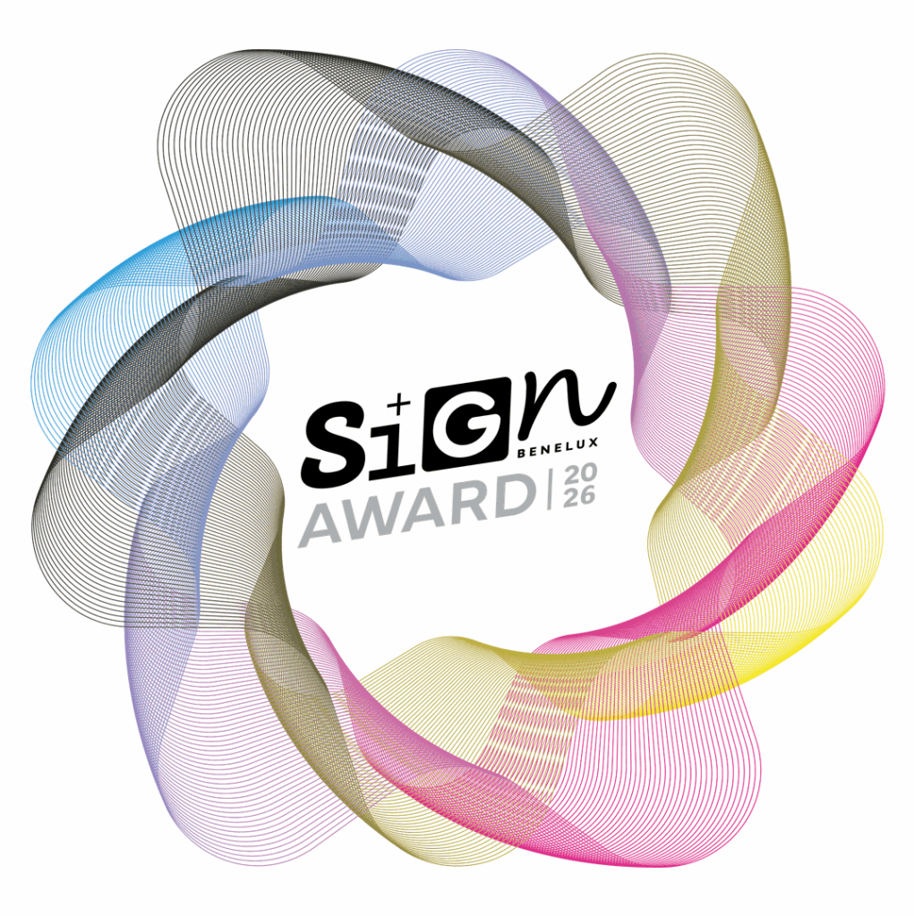 Sign Award Benelux 2026-logo met kleurrijke lijnvormen