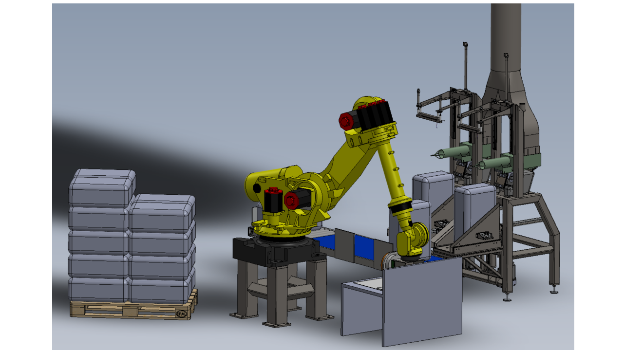 Filling machine with robot