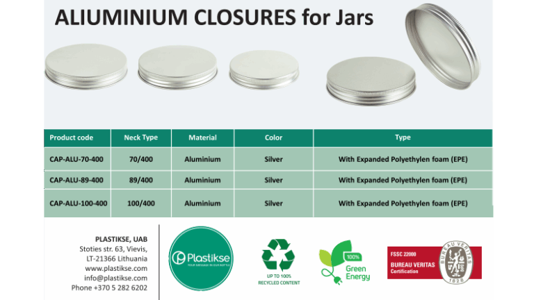 Aluminium closures for jars