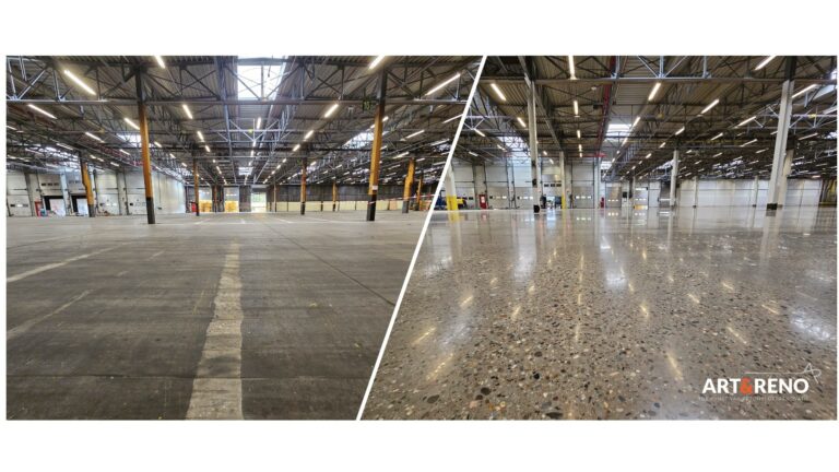 Art & Reno maakt van je oude betonvloer een gepolijst keukenblad.