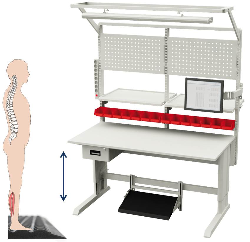 In hoogte verstelbare tafel