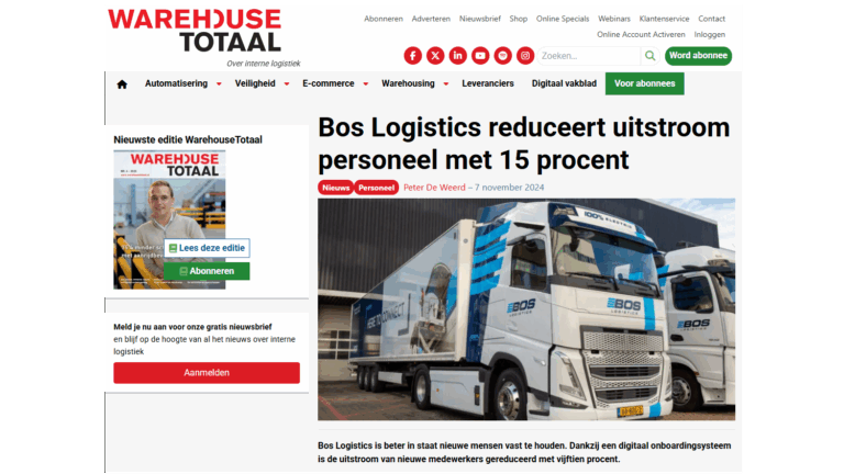 Bos Logistics réduit ses départs de personnel de 15 % grâce à THAR