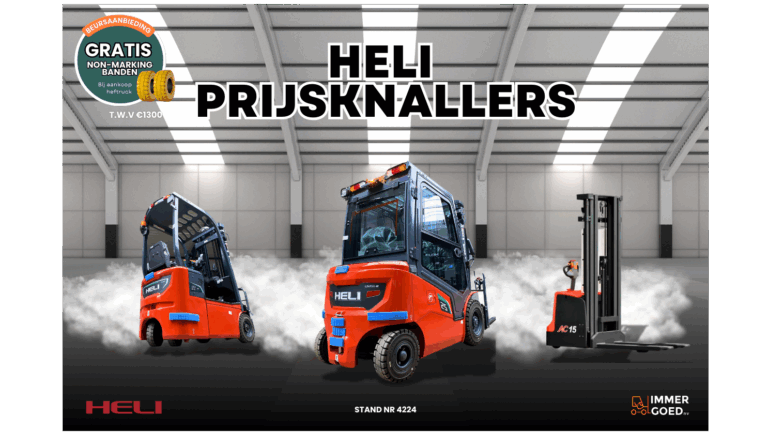 Gratis non-marking banden bij aankoop van een nieuwe HELI heftruck tijdens Transport & Logistics 202