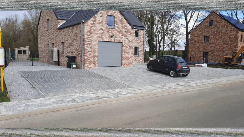 devanture klinkers 20/20/6 + gravier + dalle gazon