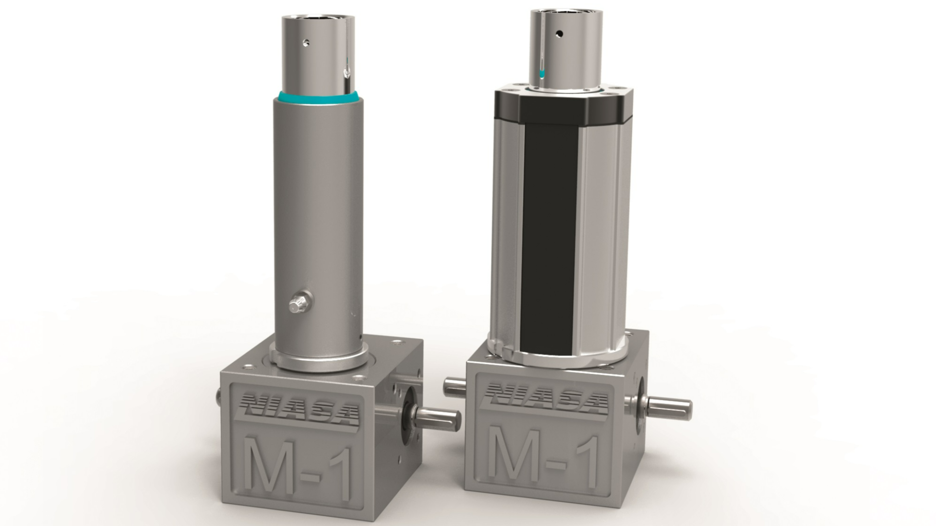 Linear actuators with integrated reduction and cubic gearbox