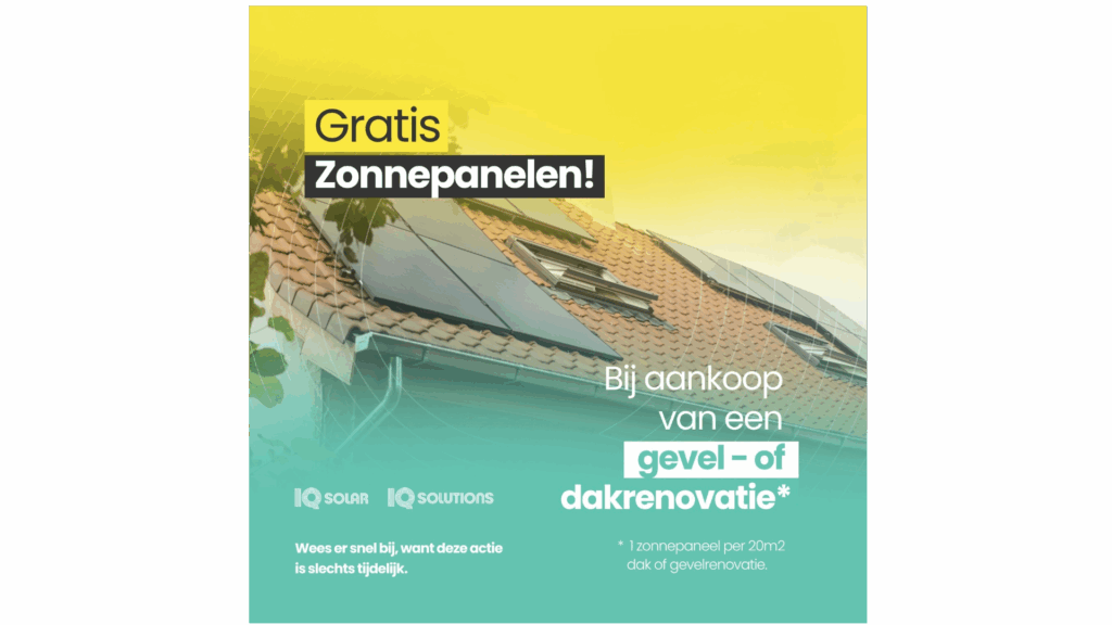Gratis zonnepanelen bij aankoop van een dak of gevelrenovatie!
