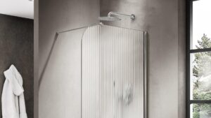 Fortifura Galeria Inloopdouche afgeronde glaswand met ribbelglas