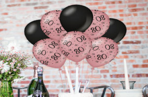 Rose/Black party decorations