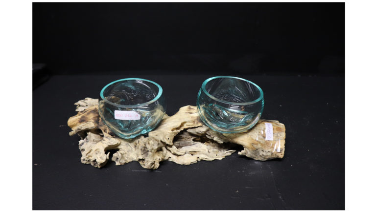 ARN052A Schaal op een teak wortel opgeblaasd