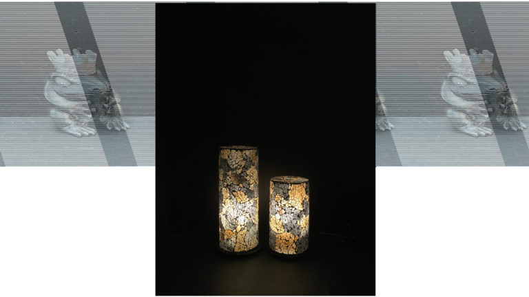 PUR083X set of 2 lamps mozaik black/gold