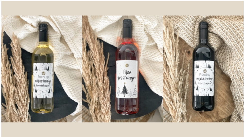 “Wine bottle happy holidays”