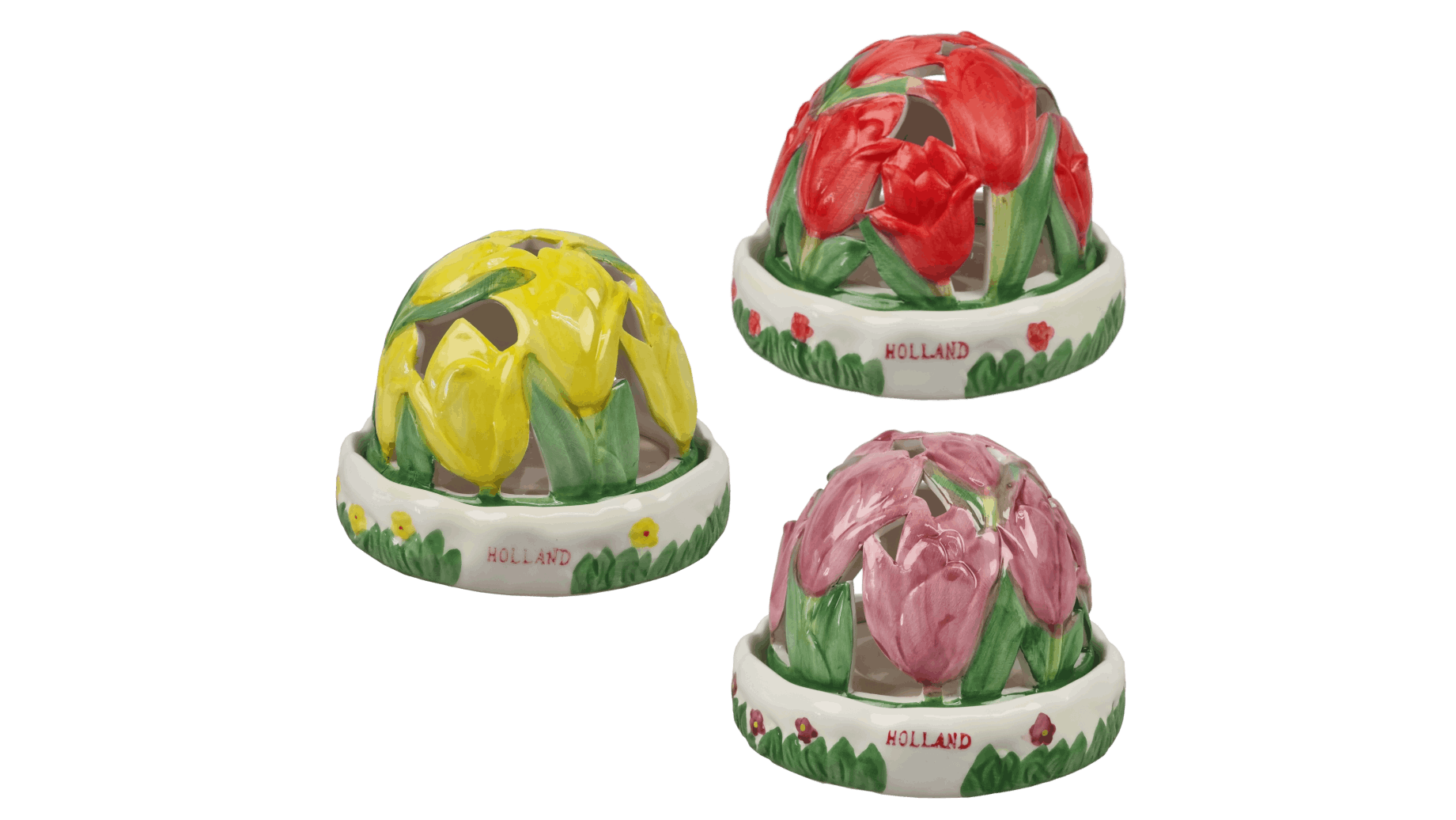 Tea light holders with cheerful Dutch tulips