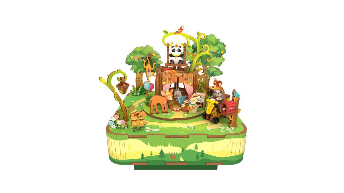 Muziekdoosje DIY 3D Houten Puzzel, Singing In The Meadow, Tone-Cheer, TQ059