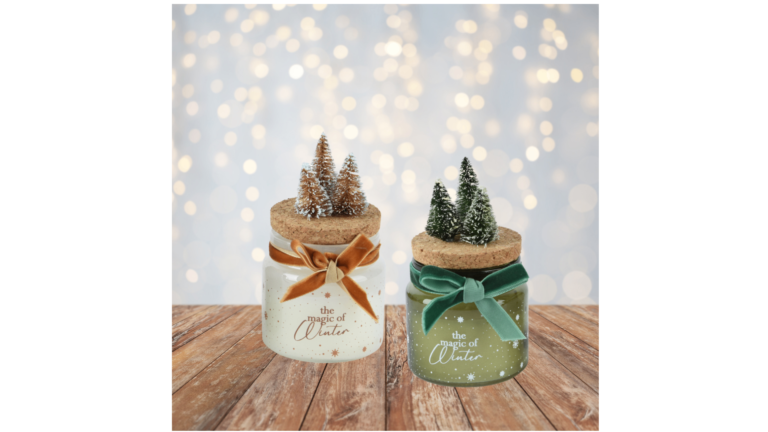 Candle with Christmas Trees