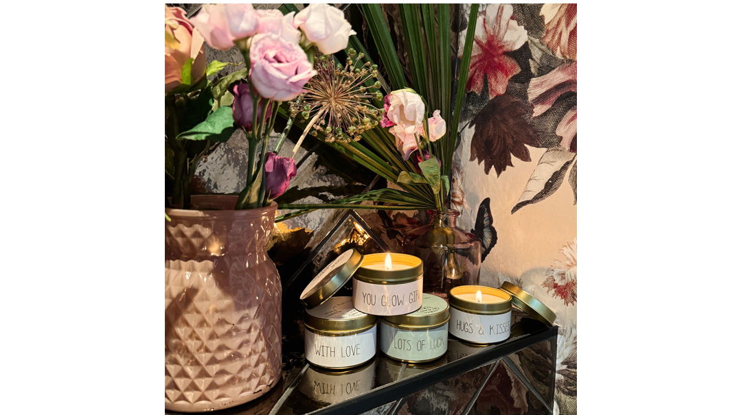 Soy candles in golden tin