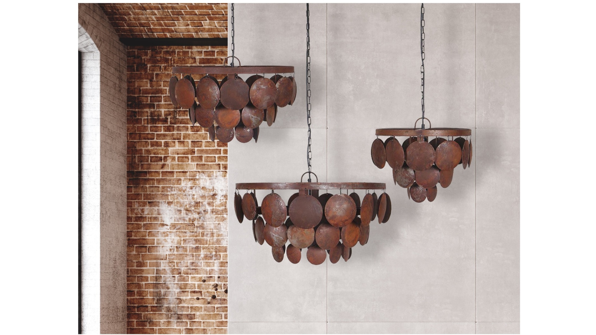 Hanglampen schijf roest / 2522-2523-2524