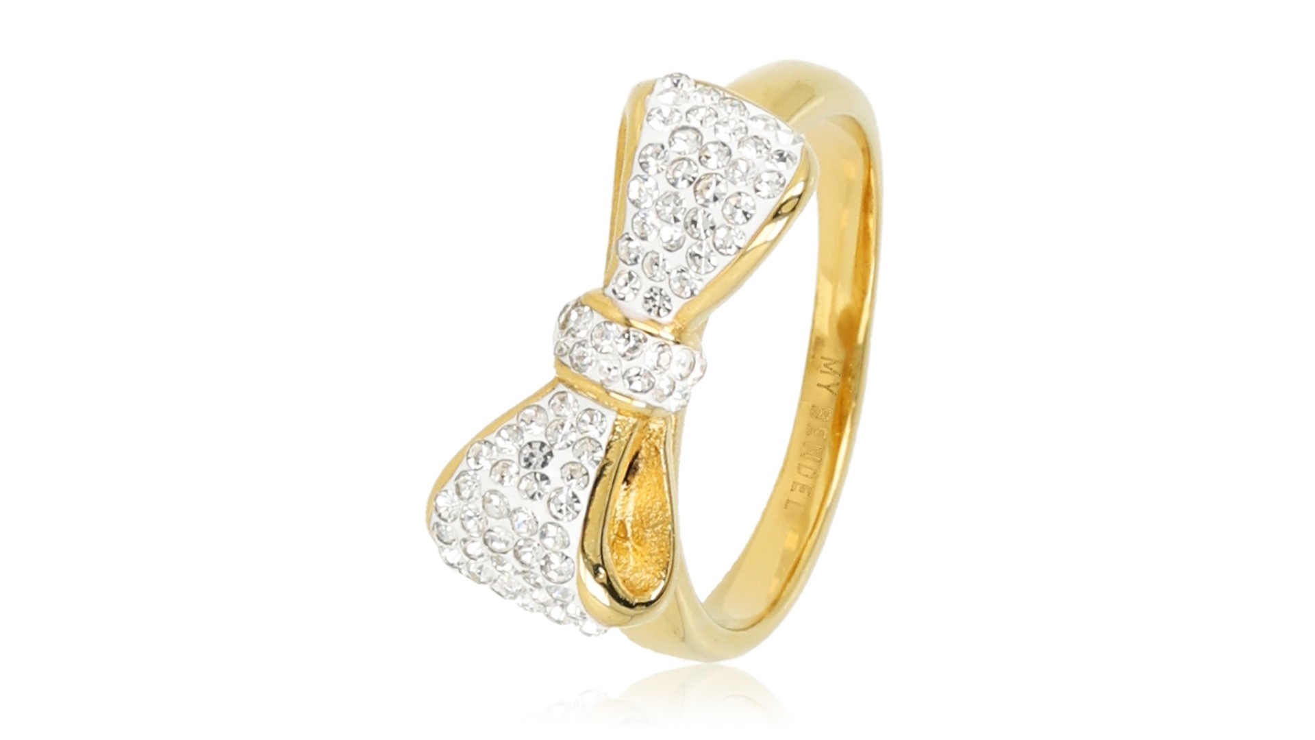 My Bendel gouden ring met strik met zirkonia stainless steel