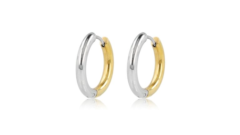 My Bendel bicolor oorbellen zilver met goud edelstaal stainless steel