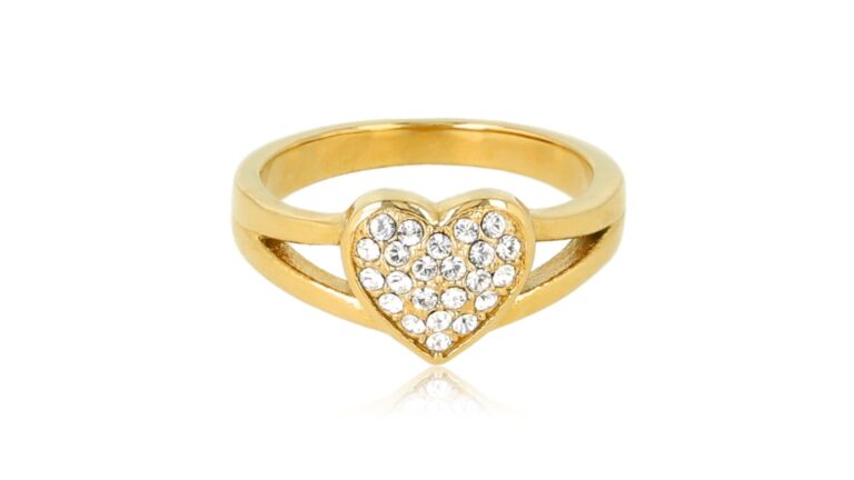 My Bendel gouden ring met zirkonia hart stainless steel