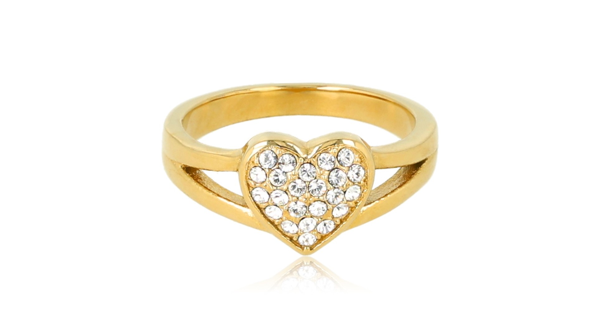 My Bendel gouden ring met zirkonia hart stainless steel